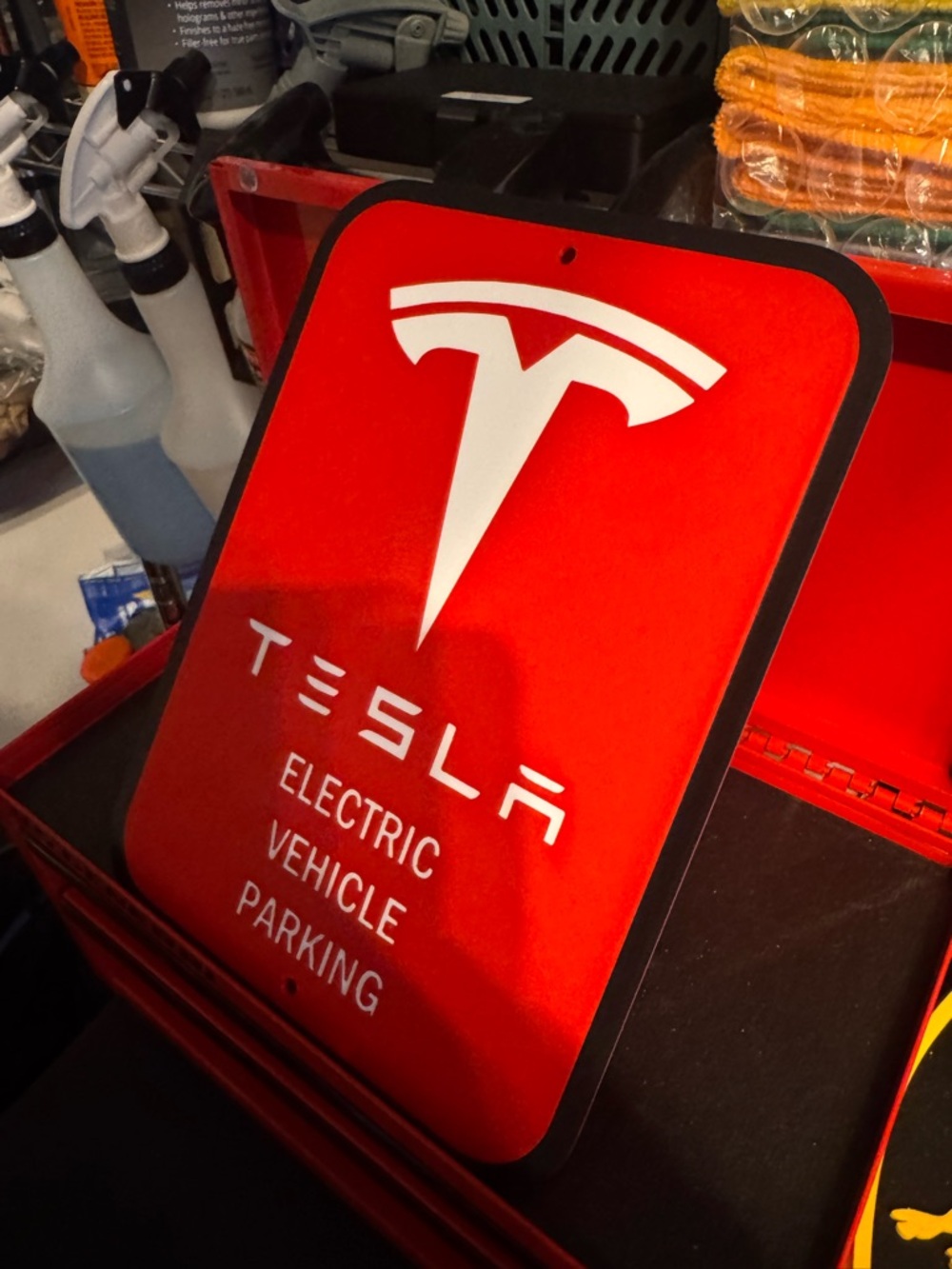 Tesla Red and White Parking Sign - Picture 2 of 3